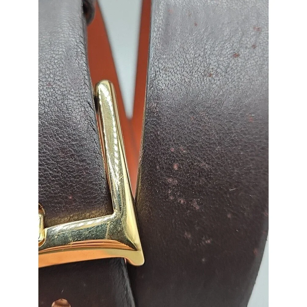 Elk Skin Brown Leather Belt Size 36 USA Handmade Brass Buckle 1-5/16